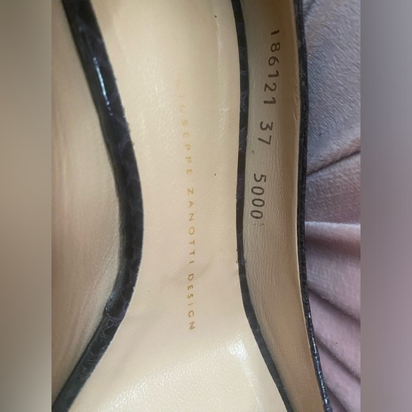 - GIUSEPPE ZANOTTI Black Snake Peep Toe Platform Pumps Size 37 high heels … - Picture 13 of 15